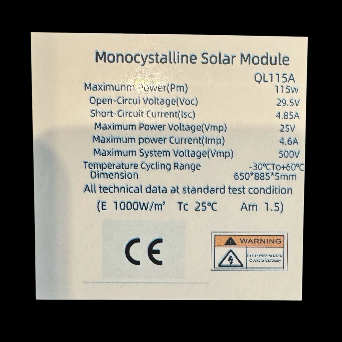 115w Semi-Rigid Solar Panel- 50" x 18"