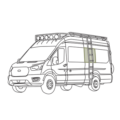 Ford Transit Stealth Middle Window Cover (Factory Plastic Trim)