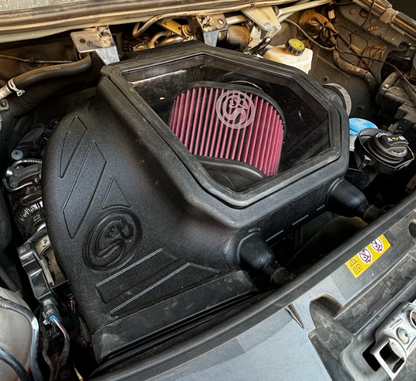 S&B cold air intake installed in Mercedes Sprinter engine bay
