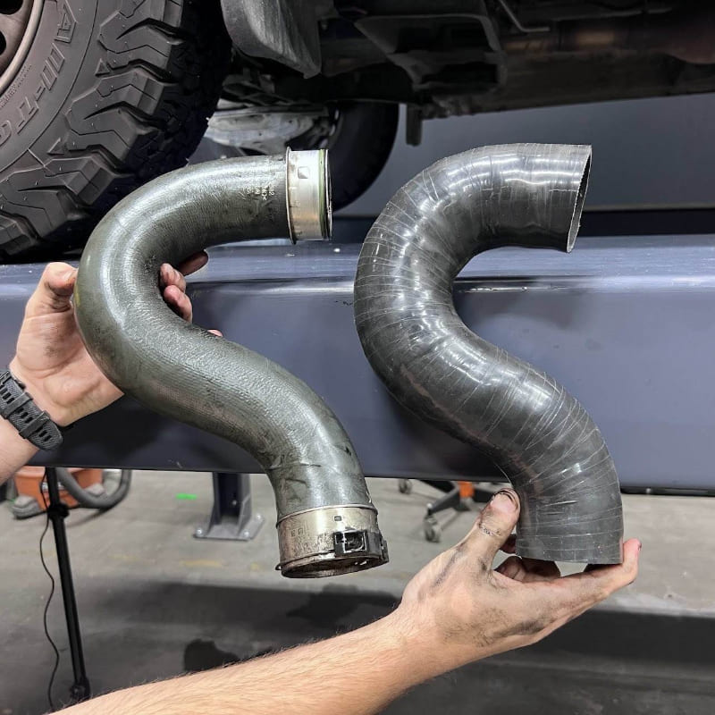 S&B aramid reinforced intercooler pipe vs plastic OEM Sprinter pipe