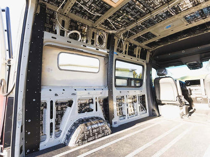 Flatline bed brackets installed in a Sprinter van