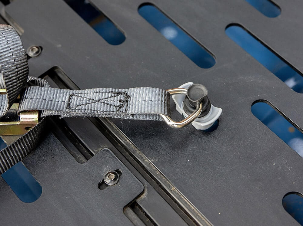 L-track cut-outs and mounting slots on Flatline decking panel